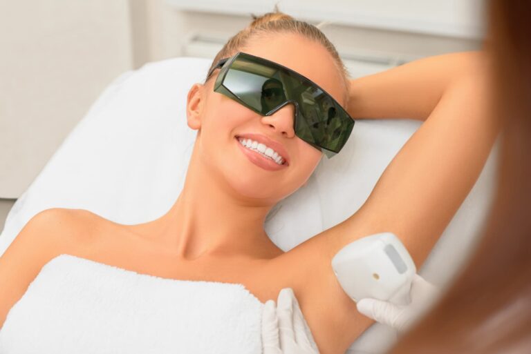 woman getting laser hair removal